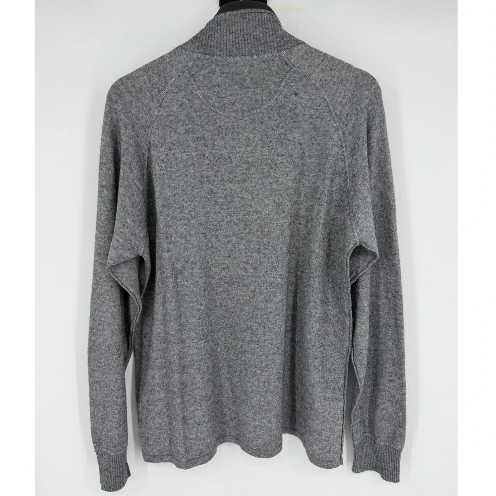 The North Face Mens Gray High Neck Pullover Half Zip Sweater L Wool Cotton Blend
